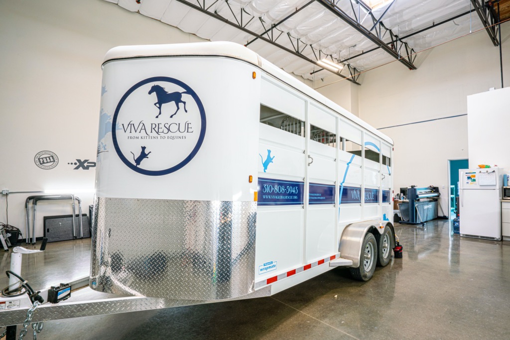 Wrapmate Pro CPR Signs wrapping horsing trailer for Viva Rescue