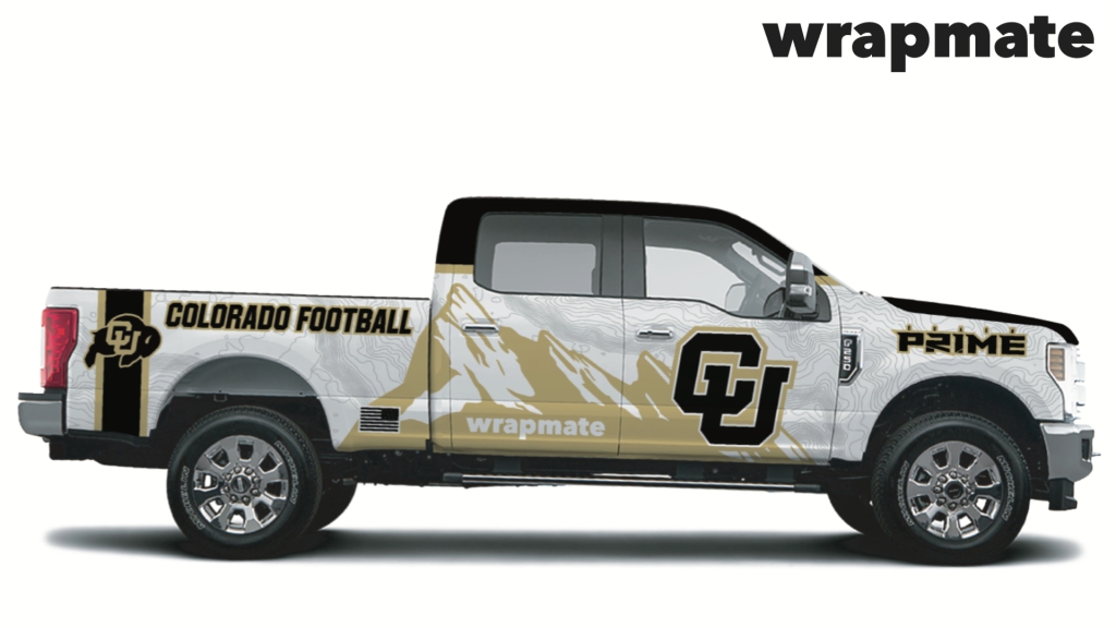 Ford F250 Wrapped with Coach Prime and Colorado Football design - Passenger Side - By Wrapmate