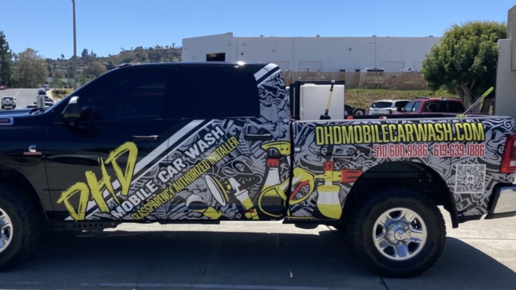 Large wrap example for a Ram pickup truck - designed, printed, and installed by Wrapmate