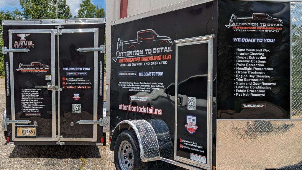 Auto Detailing Small Trailer Wrap - Rear and Front View - by Wrapmate