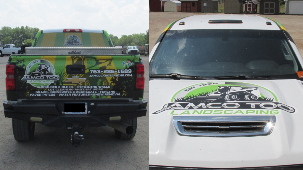 Landscaping Large Truck Wrap - Rear and Hood View - by Wrapmate