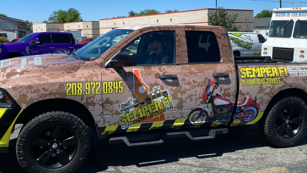 Semper Fi Motorcycle Towing - Veteran Owned Business - Truck Wrap - By Wrapmate