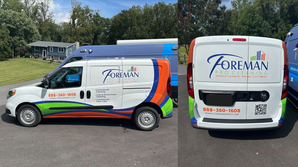 Cleaning Services Small Van Wrap - Side and Rear View - by Wrapmate