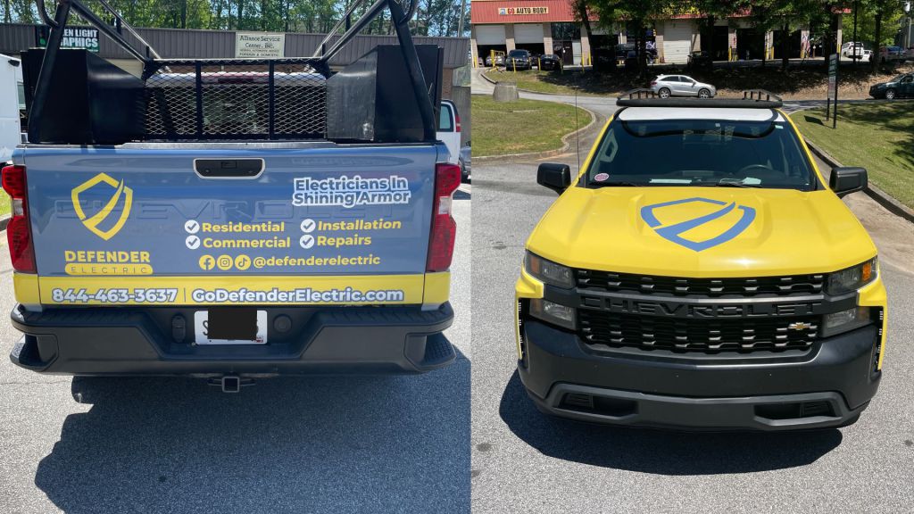 Electrical Services Full Truck Wrap - Rear and Front View - by Wrapmate