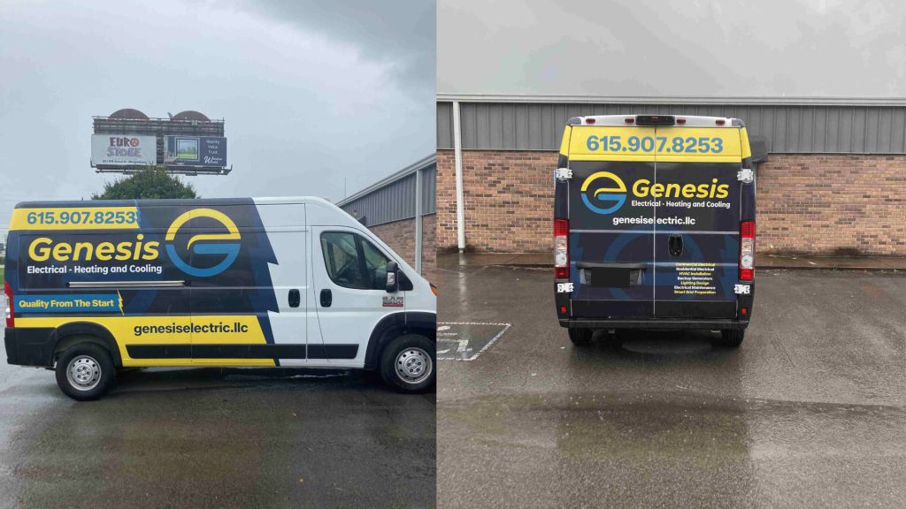 Electrical Services Large Van Wrap - Side and Rear View - by Wrapmate