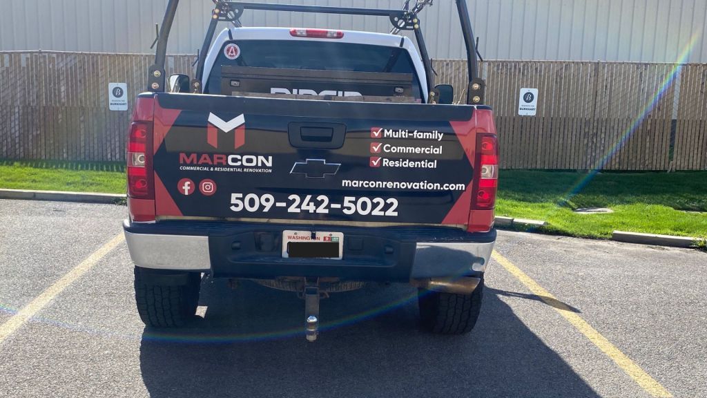 General Contractor Medium Truck Wrap - Rear View - by Wrapmate