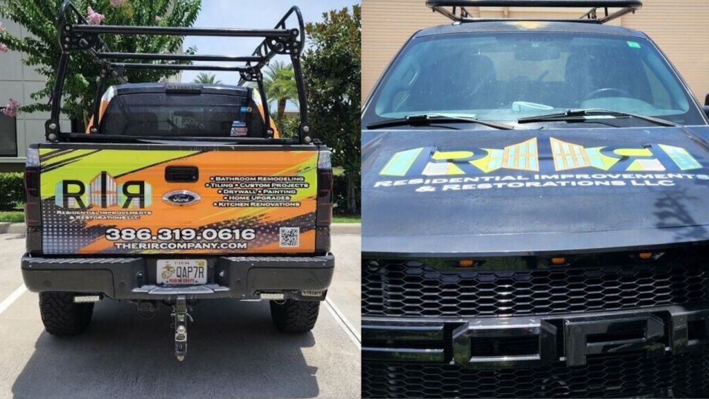 General Contractor Medium Truck Wrap - Rear and Hood View - by Wrapmate
