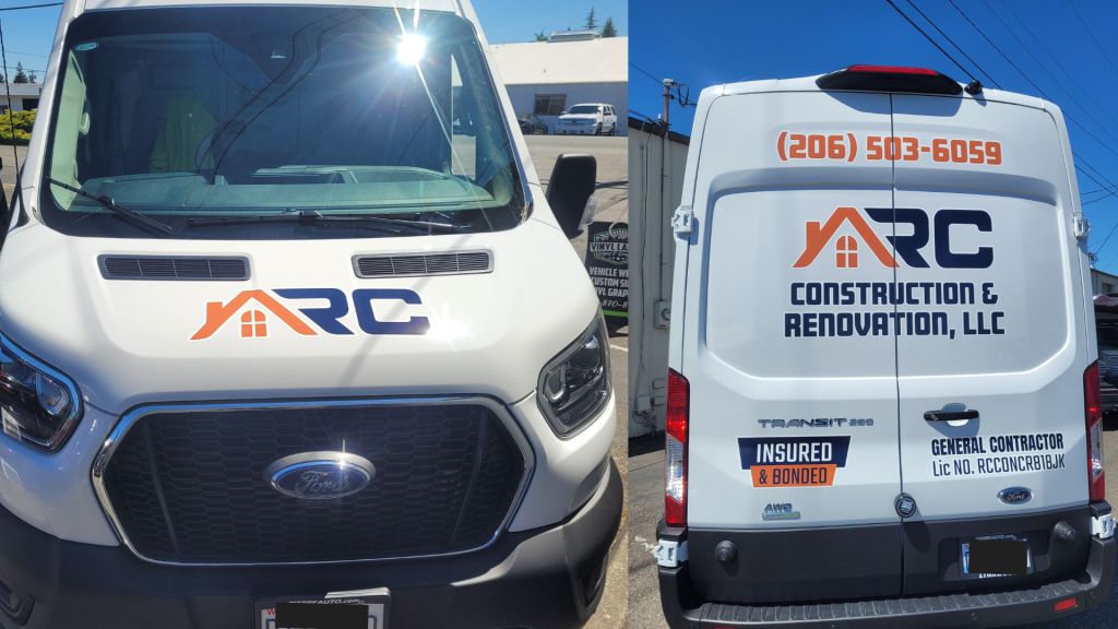 General Contractor Small Van Wrap - Front and Rear View - by Wrapmate