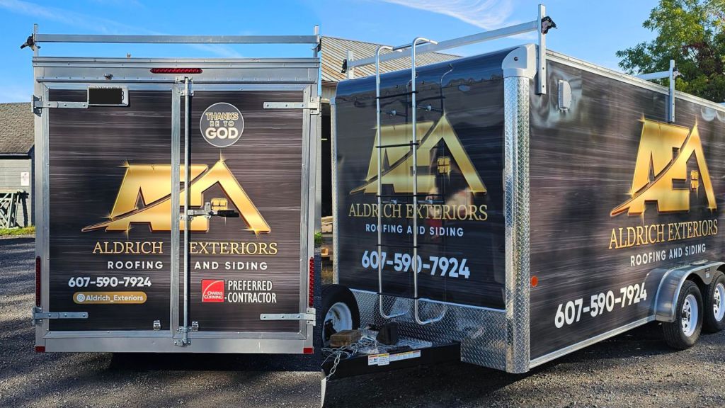 Roofing Services Full Trailer Wrap - Rear and Front View - by Wrapmate