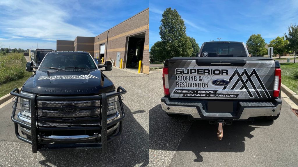 Roofing Services Full Truck Wrap - Front and Rear View - by Wrapmate