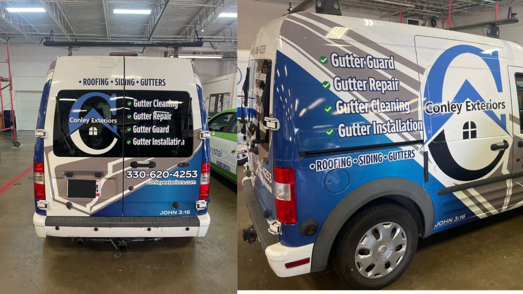 Roofing Services Large Van Wrap - Rear and Side View - by Wrapmate