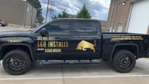 Small wrap example for a Chevrolet pickup truck - designed, printed, and installed by Wrapmate